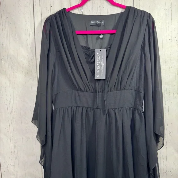 Scarlett Darkness Black Gothic Maxi Dress Witchy Dark Academia Whimsigoth Soft - Picture 3 of 16